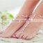 Multicolor Sexy Barefoot Sandal Ribbon Pearl Anklet Foot Ankle Chain Toe Ring Jewelry