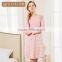 Wholesale Qianxiu Latest High Quality Knitting Cotton Striped Ladies Long Sleeping Gown