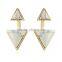 Retro Women Gold/Silver Turquoise Triagnle Earrings Jewelry Gift