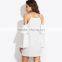 Casual Dresses For Woman Summer Ladies Plain White Ruffle Trim Cold Shoulder A Line Short Dress