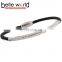 Fashion Leather braid titanium steel bracelet with rhinestone