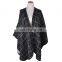 TOROS Acrylic Black Shawl With Plaid Pattern Wholesale Poncho