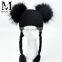 Fashion Children Big Fur Balls Crochet Beanie Hat Winter Double Raccoon Fur Pompons Beanie Hats Double Thickness Hats