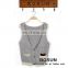 Gray color and stripe style with two pocket Women Sleeveless Knitted Sweater Vest