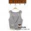 Gray color and stripe style with two pocket Women Sleeveless Knitted Sweater Vest