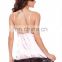 Hot Sale Xl Size Long Sexy Sheer Nightgown Pink Girl Silk Nightwear