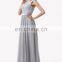 Grace Karin Off Shoulder Backless Sweetheart Chiffon Grey Long Mother of the Groom Evening Dress CL6231-1