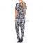 Summer Chiffon Palm Leave Printed Fashion Formal Women Jumpsuit
