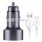 mobile phone C-M215 5V 2.1A Aluminum Alloy Dual USB Ports Smart Car Charger with Micro USB to USB Charger =