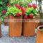 Box Shape Rusty Metal Garden Corten Steel Flower Planter