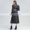 TWOTWINSTYLE Plaid Dress For Women V Neck Long Sleeve High Waist Patchwork Bowknot Vintage