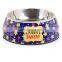 HQP-WS008 HongQiang Stainless steel melamine pet bowl cartoon two in one cute cat and dog bowl