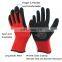 Non Slip Coating Red Nylon Knit Rubber Palm Coated Crinkle Latex Protection Safety Work Gloves