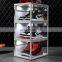 Acrylic Custom Transparent Shoe Box With Led Light Clear Magnetic Plastic Drop Front Stackable Sound Activated Led Shoe Box