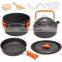 Aluminum camp cookwar Outdoor Cooking Kit Hiking Tableware Tourism Equipment Kettle Pot Frying Pan BBQ Picnic