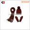 Wholesale Cotton Knitted Scarf Hat Gloves woman Winter Warm Set