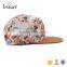 Leather Patch Wholesale Flat Brim Camp Custom Floral 6 Panel Hat