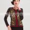 round neck abstract western style emboss add cashmere wool sweater