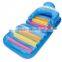 Inflatable folding lounge with transparent top and colorful I beam construction