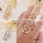 Hot french design personalized hollow cuff diamond women finger rings