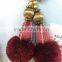 Rayon fabric pompom tassel type decoration tassel with decoration flower for home decor and car