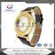 girls leather watch classic quartz golden plating