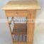 Multi-function bamboo kitchen trolleys with baskets wheels for kitchen/dinning room/living room