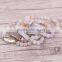 Gold Plated Natural Rectangle Agate Druzy Gemstone Bracelet, with 8mm Frosted Agate Beaded Bracelets Jewelry