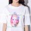 Lastest OL Style Fashion Short Sleeves Cotton T-shirt Women Printed Shirt