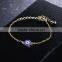 Rhinestone Evil Eye Charm Gold Chain Bracelet