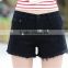 Hot sell Summer black elegant burrs denim women shorts
