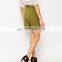 Women's crepe spandex shorts with pockets tie waist detail shorts custom