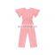 New Arrival Light Pink Newborn Jumpsuit Soild Fashion Onesie Baby Flutter  Short Sleeve Baby Girl Romper
