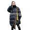 TWOTWINSTYLE Ribbons Down Jacket For Women Winter Stand Collar Long Sleeve Zipper Irregular
