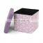 RTS Modern Living room furniture waterproof Printing pvc leather foldable ottoman storage box