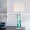 Handmade Crystal Table Lamp Green Living Room Lamp With Fabric Shade for Hotel Home Bed Side