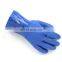 Long Cuff Heavy Duty Cotton Lining Blue PVC Rubber Fully Coated Liquid Chemical Resistant Work Gloves