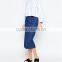 hight waist front Slit demin Skirt in Snake Eyes-thin fit jeans long skirt