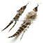 Long Beads Green Peacock Feather Earrings