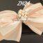 Beige Chiffon Ribbon With Rhinestone Hair Clip Hair Bow Flowers Accessories