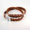 Charm bracelets leather Stainless steel double wrap leather bracelet macrame bracelets