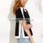 T-shirts latest fashion design women clothing Black and White Split Side Short Sleeve T-shirt