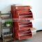 Red Color Solid Wood Shoe Cabinet With 3 Layers