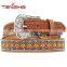 Cowhide Black Leather Men's Western Bead Belts Straps