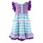 Summer new design stripe ruffle skirt wholesale children's boutique clothing cotton baby girls dress