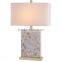 wholesale home design seashell table lamps with mosaic vase lampstand and white drum fabric shade