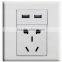 Popular fashion China/Australia wall socket with 2 USB ,suitable for AU,US,EU plug