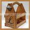 wholesale FSC&BSCI pine rustic 6 pack wooden beer wine whiskey glass bottle storage box tote carrier box with bottle opener