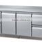 Stainless steel kitchen bench refrigerator