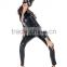 Black latex plain zipper front long jumpsuit sexy catsuit costume wholesale catwoman